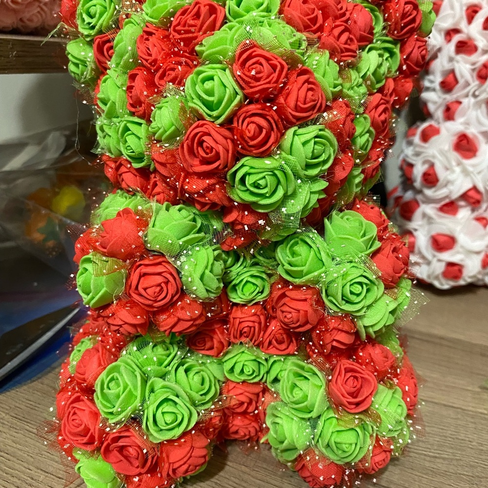 Red and Green Rose Teddy Bear